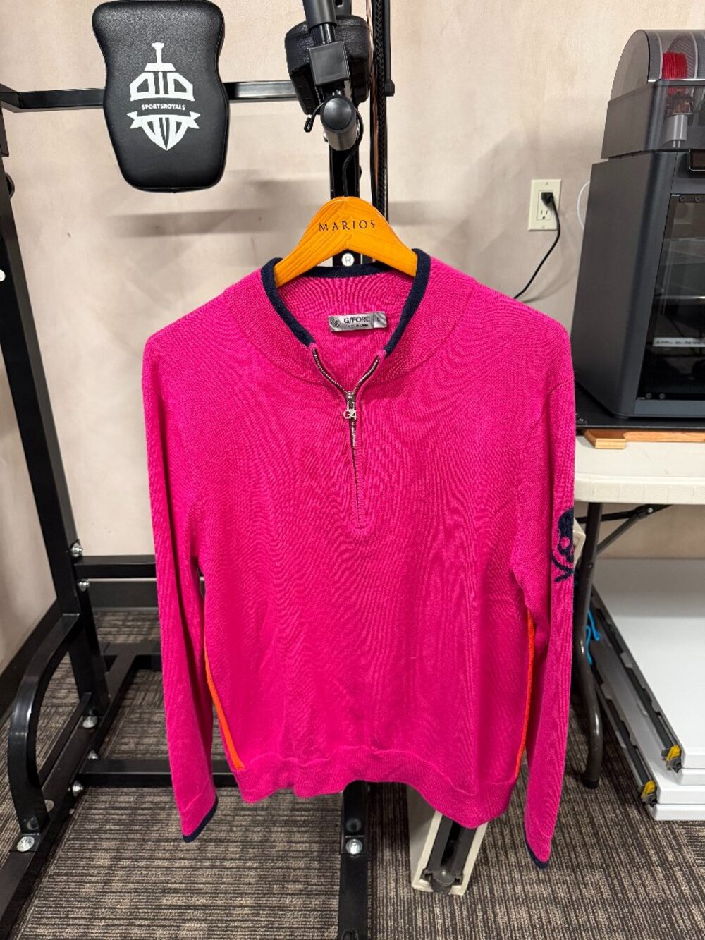 G/FORE Men’s Pink Wool Quarter-Zip Golf Sweater Large
